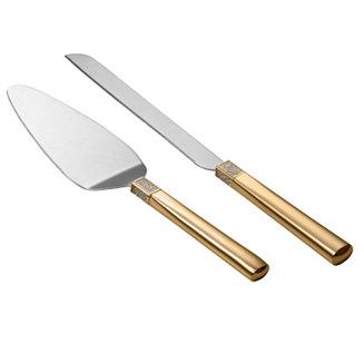 Lismore Diamond Gold Cake Knife & Server