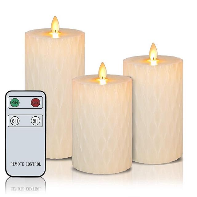 Flameless Candles Dancing Flame LED Real Wax Pillar Candles 4"5"6" Set of 3 Battery Operated Realistic Electric Candles with Remote Timer for Festival Wedding Christmas Home Party