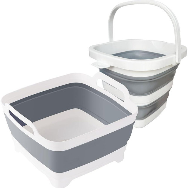 Febortiey Collapsible Basin Bucket (9L+5L)-Collapsible Dish Tub Portable Sink-Foldable Sink Tub for Cleaning Foldable Portable Plastic