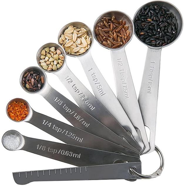 Measuring Spoons, Premium Heavy Duty 18/8 Stainless Steel Measuring Spoons Cups Set, Small Tablespoon with Metric and US Measurements, Set of 8 for Measuring Dry and Liquid Ingredients