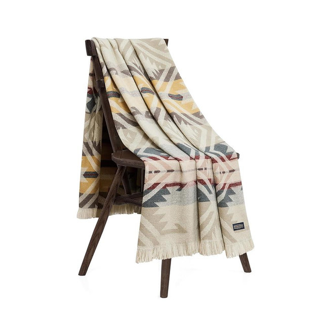 Pendleton Throw Blanket Soft Lightweight Decorative Blanket for Sofa, Couch, or Bed – White Sands Cozy Fall Throw Blanket for Living Room or Bedroom Decor, and Gifts for Women, 50" x 70" (Ivory Multi)