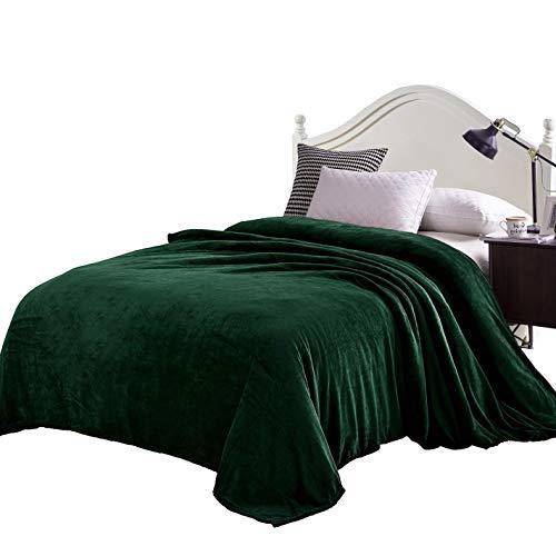 Exclusivo Mezcla Super Soft Queen Size Flannel Fleece Blanket as Bed Cover/Bedspread/Coverlet(90" x 90", Forest Green) - Plush, Lightweight, Warm and Cozy