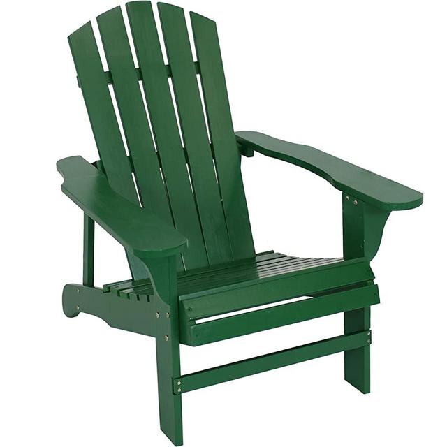 Sunnydaze Coastal Bliss Outdoor Painted Adirondack Chair - Natural Fir Wood Construction - Patio, Deck, Fire Pit, Garden, Porch and Lawn Seating - Green
