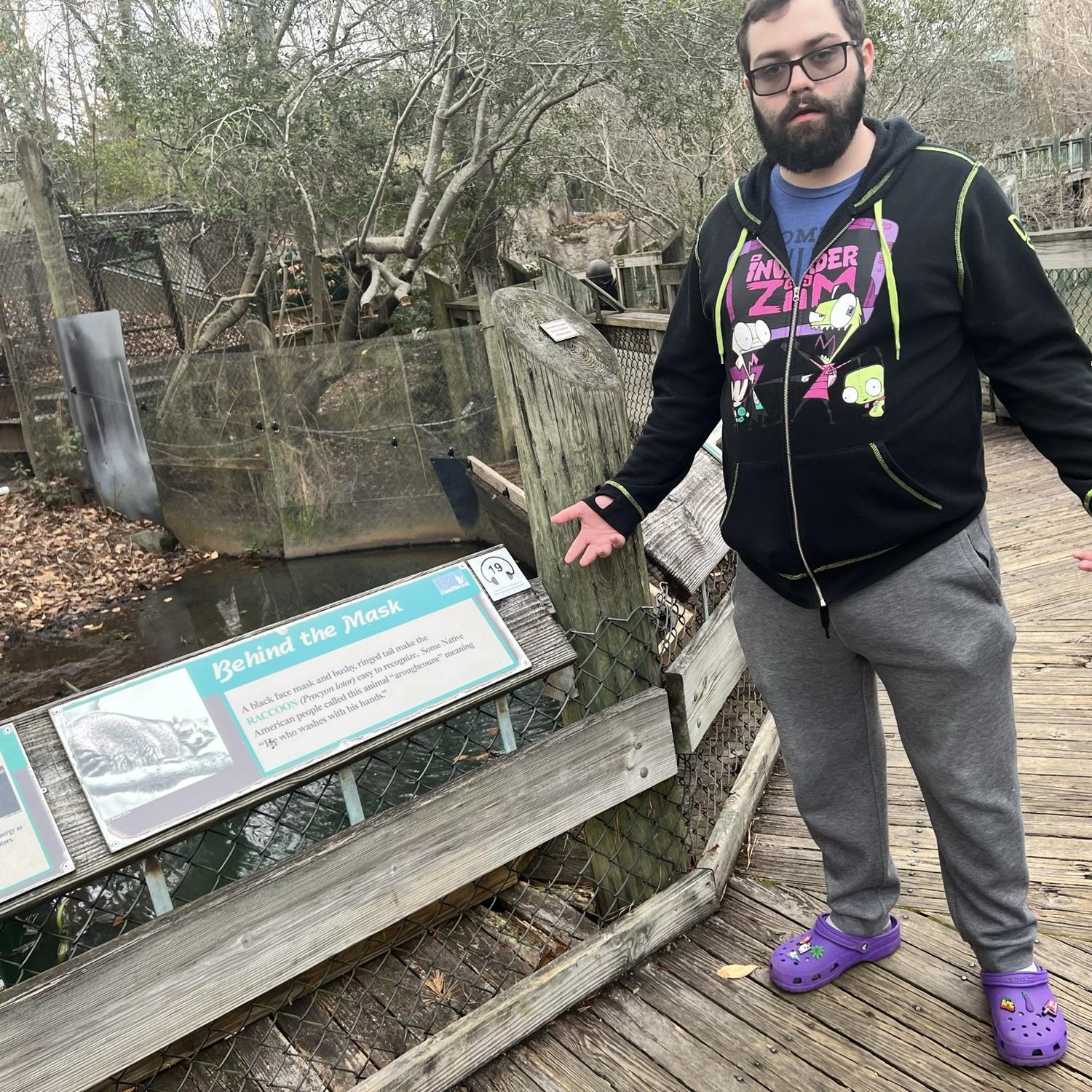 Virgina living museum, Va trip. Robert was SO DISAPOINTED that the racoons weren't there. He even went to front desk to politely complain.