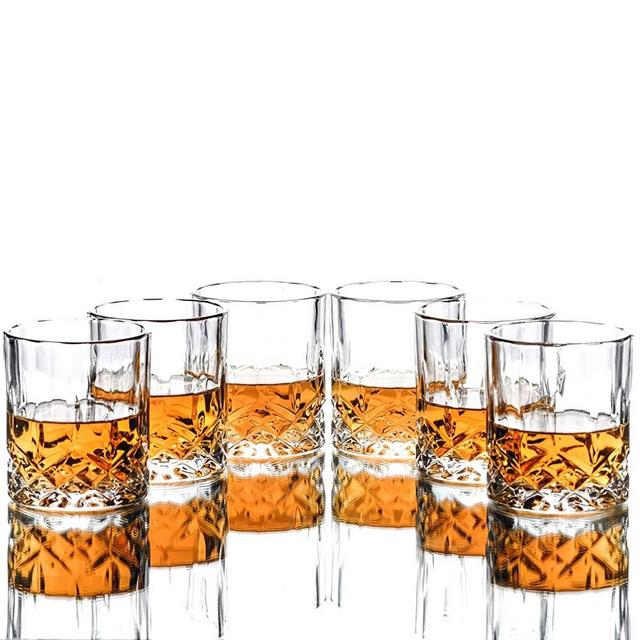 Triplorare Whiskey glasses set of 6, 11 OZ, Old-Fashioned Whiskey glasses, Rum glasses, Bar whiskey glasses, Glasses for Scotch (Rock glasses set of 6)