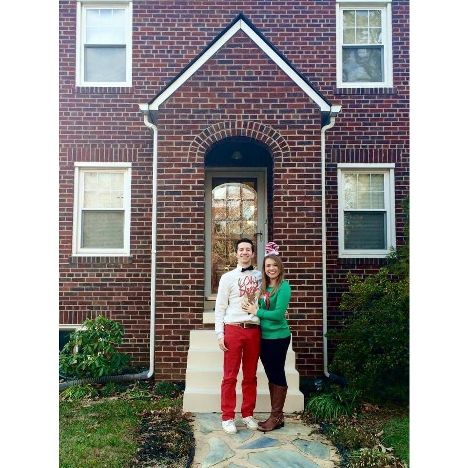 ...and new friends' first post-college homes, on whose sofas we slept on more than our own beds (Arlington 2014) (still just friends) (we don't know why we took a first-time homeowner photo either).