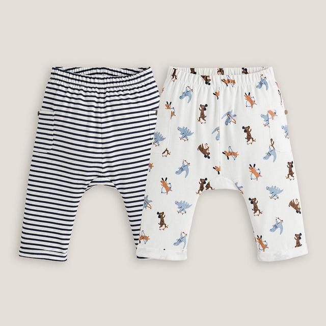 2-pack patterned trousers, ecru/marine LA REDOUTE COLLECTIONS