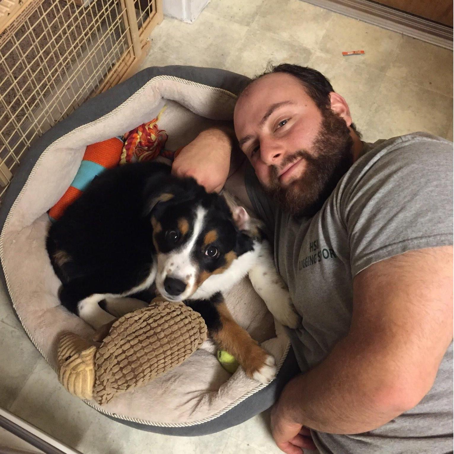 Tucking Taz into bed, 2016