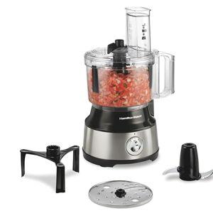 Hamilton Beach Food Processor & Vegetable Chopper for Slicing, Shredding, Mincing, and Puree, 10 Cups + Easy Clean Bowl Scraper, Black and Stainless Steel (70730)