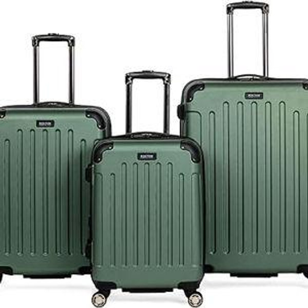 Kenneth Cole REACTION Renegade Luggage Expandable 8-Wheel Spinner Lightweight Hardside Suitcase, Cilantro, 3-Piece Set (20"/24"/28")