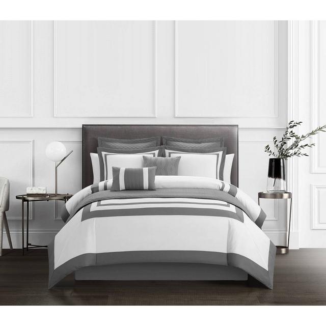 King 8pc Golda Comforter Set Gray - Chic Home Design