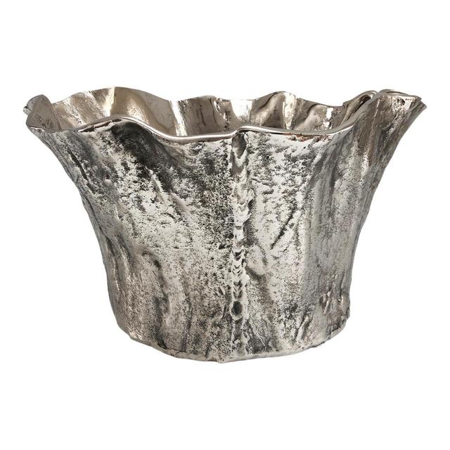 Vintage Monumental Faux Bois Silver Ice Bucket W/ Matching Ice Scoop