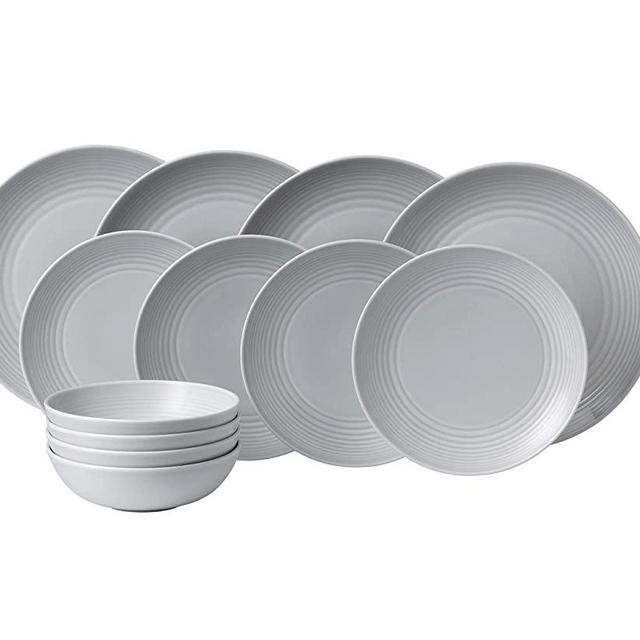 Royal Doulton Gordon Ramsay Maze 12 Pc Dinnerware Set Light Grey,Stoneware