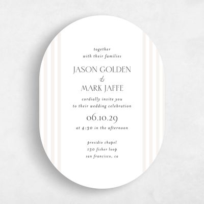 White Oval Wedding Invitation - Reinette Classic