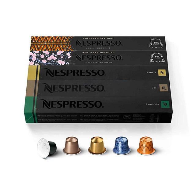 Nespresso Capsules OriginalLine, Mild Roast Blend Variety Pack, Mild Roast Coffee, 50 Count Coffee Pods, Brews 1.35 oz, Mild