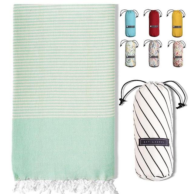 BAY LAUREL Turkish Beach Towel with Travel Bag 39 x 71 Quick Dry Sand Free Lightweight Large Oversized Beach Towel Turkish Towels Light Beach Towel Travel Towels