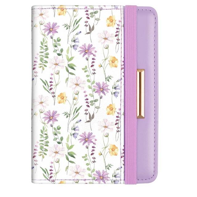 Passport Holder Cover Travel RFID Blocking Passport Cover Rose Gold Cute Flowers Passport Wallet with Elastic Band for Women