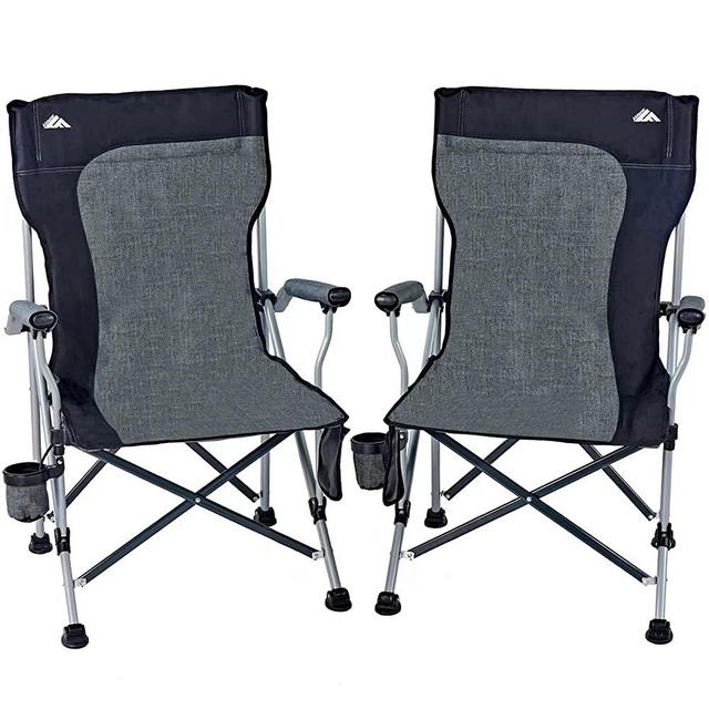 Ablazer 2 Pack Camping Chairs for Adults, Portable Hunting Chair Supports 350lbs, Oversized Heavy Duty Folding Chair for Camping Padded Seat Outdoor Lawn Folding Chair with Side Pockets
