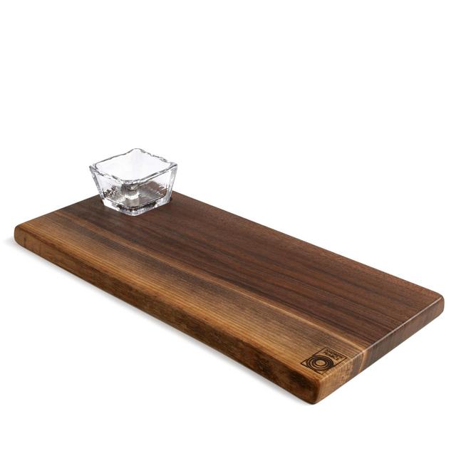 Live Edge Wood Board & Glass Bowl Set — Black Walnut