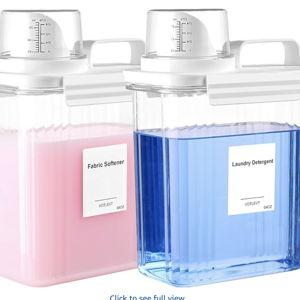 64OZ Liquid Laundry Detergent Dispenser, Laundry Soap Dispenser, Clear Plastic Fabric Softener Holder and Container, Laundry Room Organization and Storage, 2 Pack