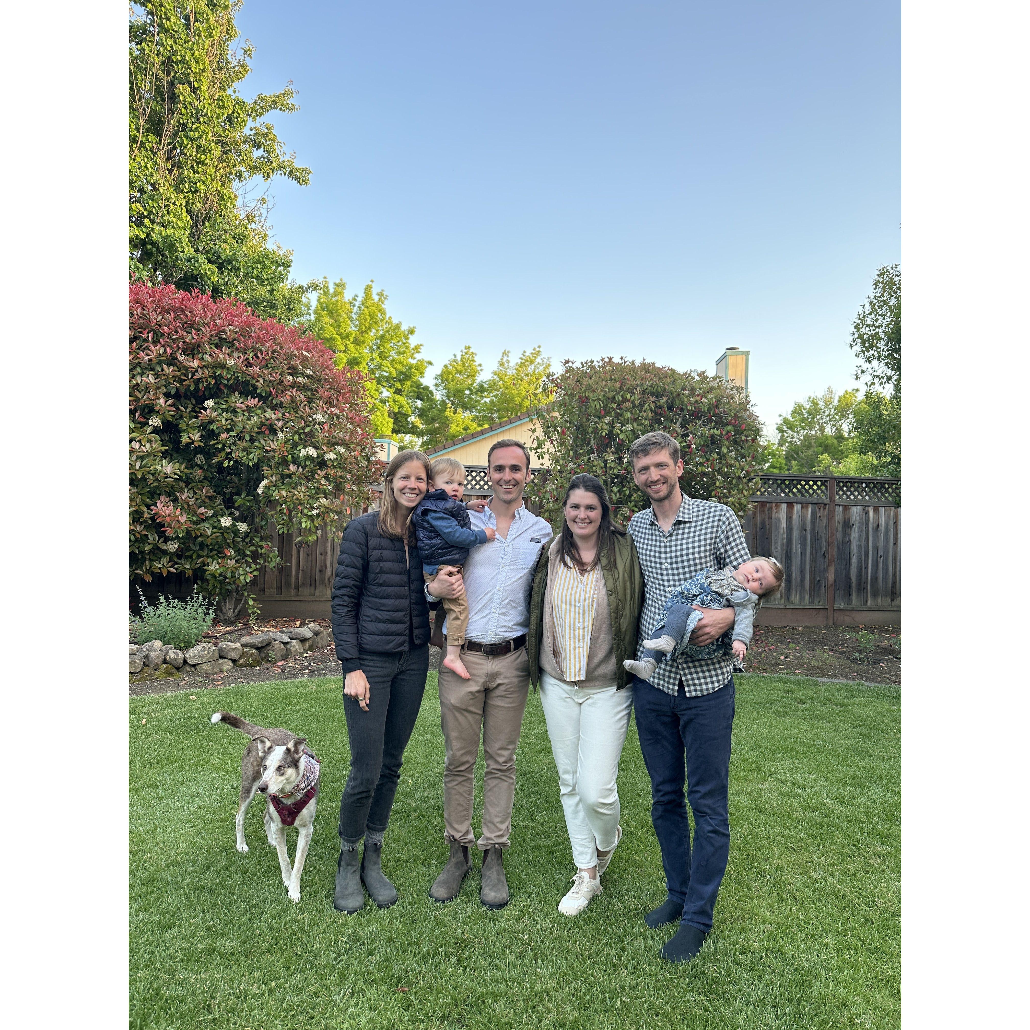 Our lovely friends, Eric, Allie, Teddy, and Figgy flew from PDX for our engagement party!