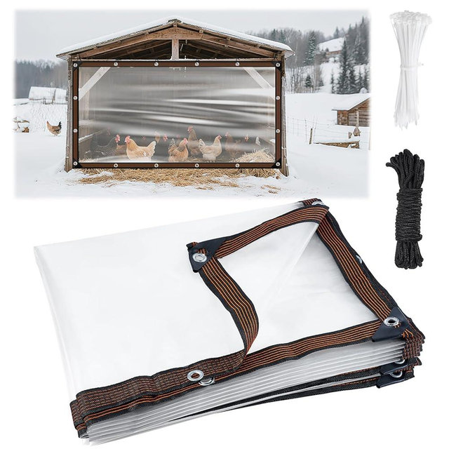 NNG 6.6 x 10ft Waterproof Chicken Coop Cover for Winter,Anti-Tear Chicken Run Tarp with Rope & Cable Tie,Chicken Coop Insulation Windproof Winterizing Cover for Poultry Cage Patio Covering