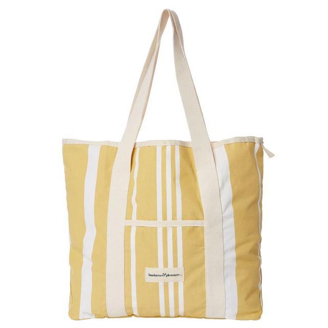 St. Tropez Beach Bag, 16"W x 20"H, Vintage Yellow Stripe