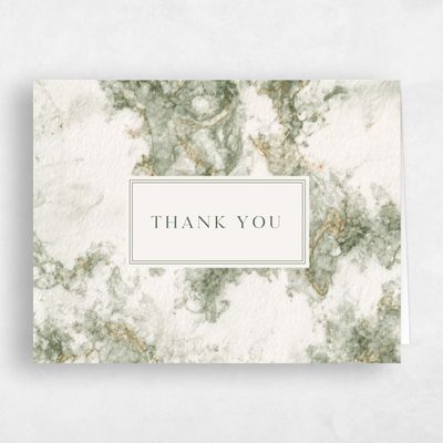 Dark Olive, Green Wedding Thank You - Carrara Landscape