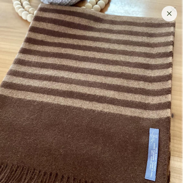 Willow Wind Goods -Fawn and Dark Brown Striped Throw- 100% Baby Alpaca