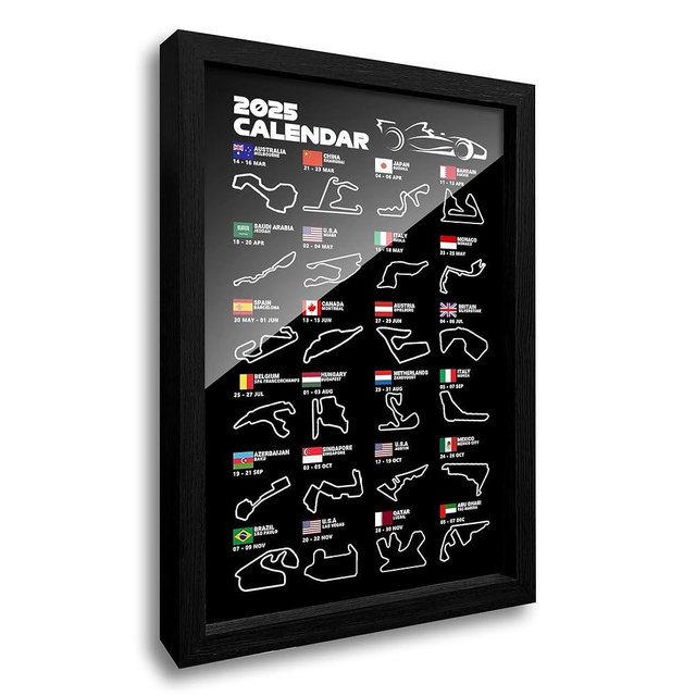 WOOTONG F1 Poster Track Wall Art Picture For Man Cave Room Decorated F1 Merchandise Racing Gift (Black Frame 8x10)