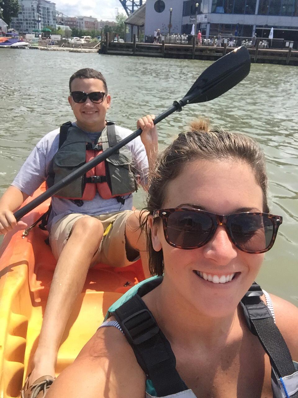 Enjoying the sun and water via kayak on the Cuyahoga River
