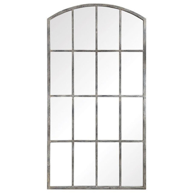 Eva Arch Windowpane Floor Mirror, 42"W x 82"H, Ivory