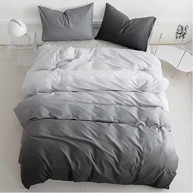 Houseri Comforter Set, King Size, Grey Gradient, 3 Pcs Including Comforter and Pillow Shams
