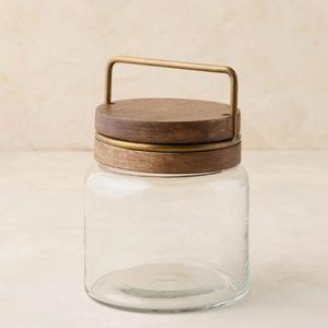 Small Wood with Antique Brass Canister