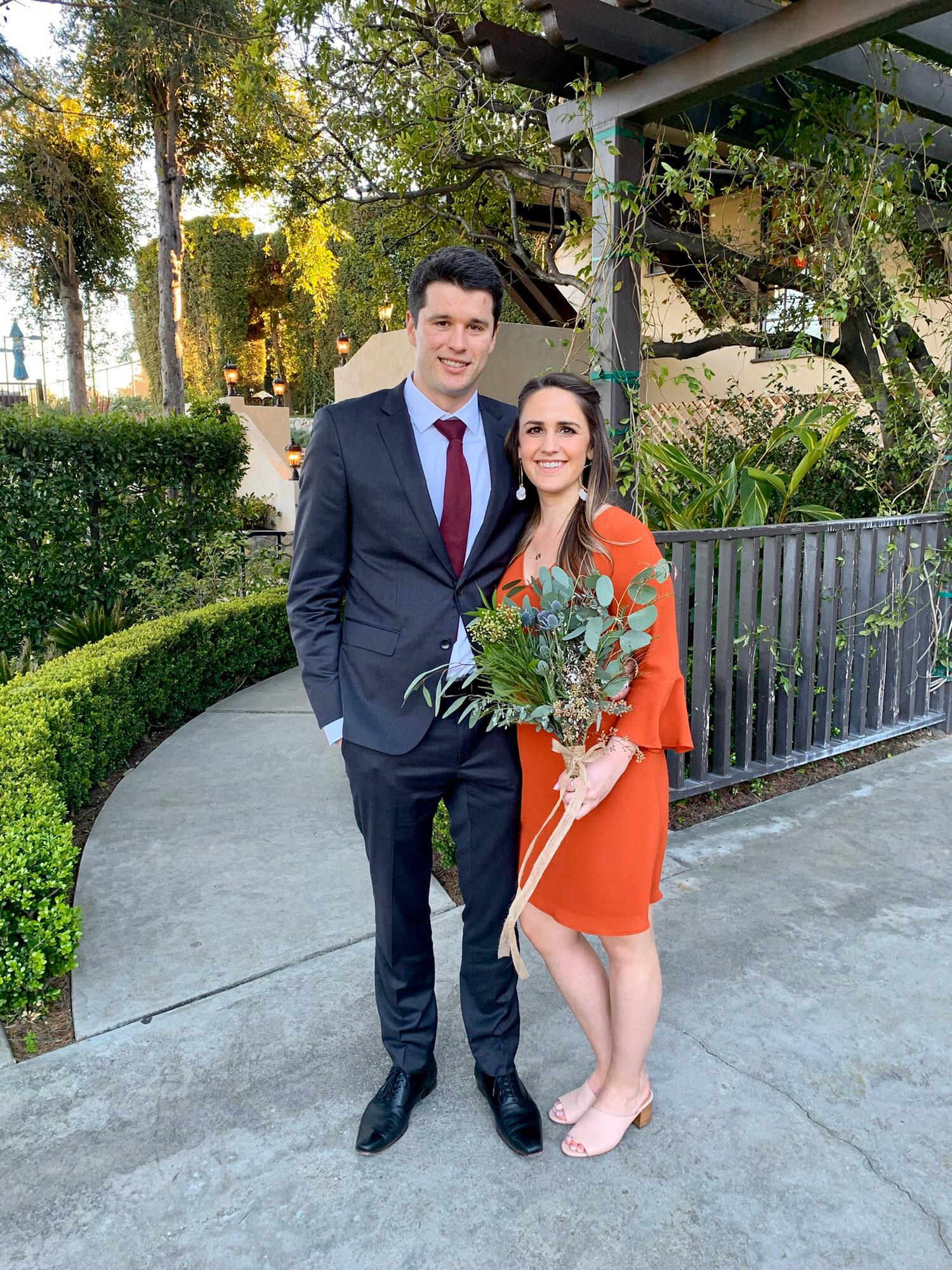 At one of our best friend's wedding! Elizabeth was a bridesmaid.