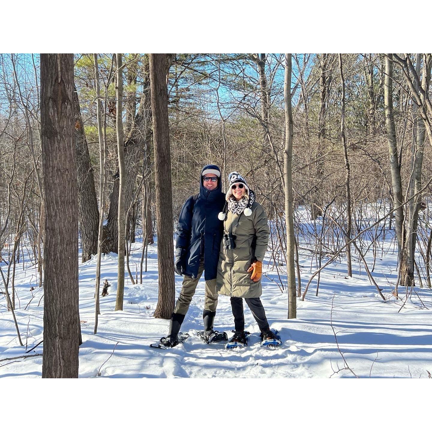 For his 42nd birthday, Genevieve took Carl snowshoeing in Wisconsin in hopes of seeing a porcupine.