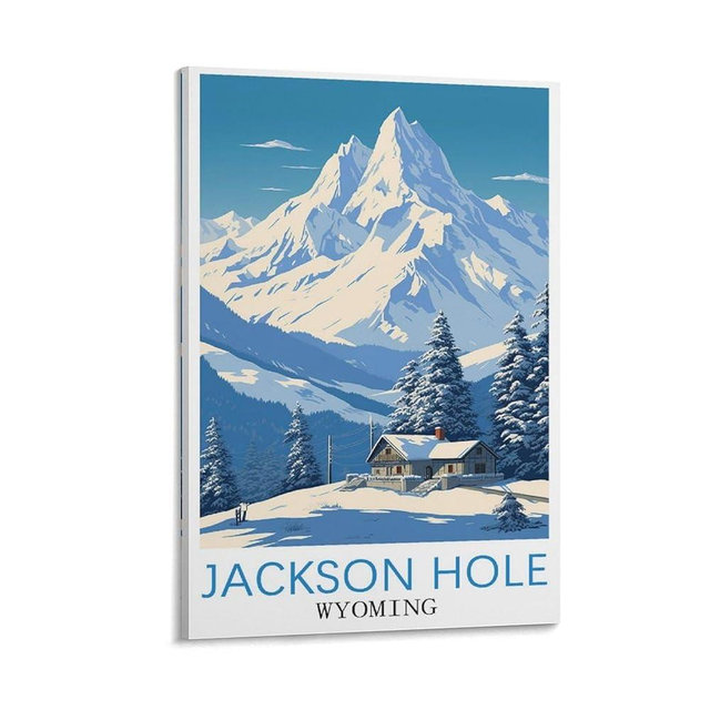 Jackson Hole Wyoming Travel Poster Aesthetic Canvas Wall Art Bedroom Decor Poster 24x36inch(60x90cm)