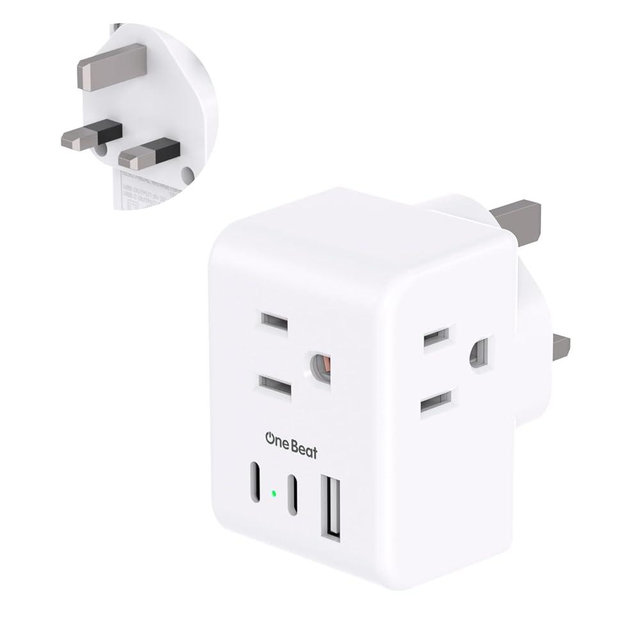 US to UK Ireland Travel Plug Adapter, Type G Power Plug Adapter with 3 Outlets 3 USB Ports(2 USB C), European Travel Plug Adapter for USA to England London Scotland British Qatar Irish Hongkong