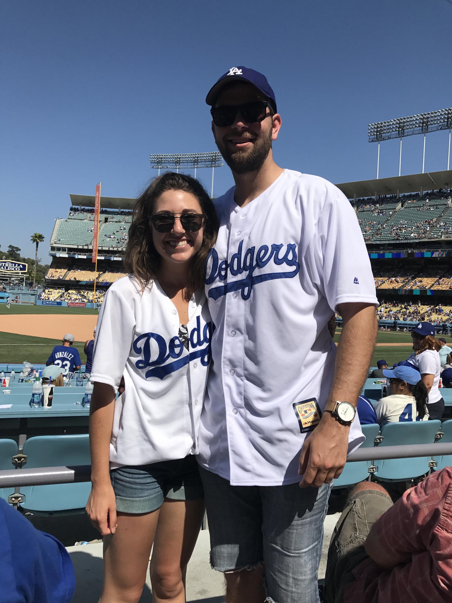 One of many Dodger games viewed from behind third base—because it’s the closest Sam can get Alana to Corey Seager.