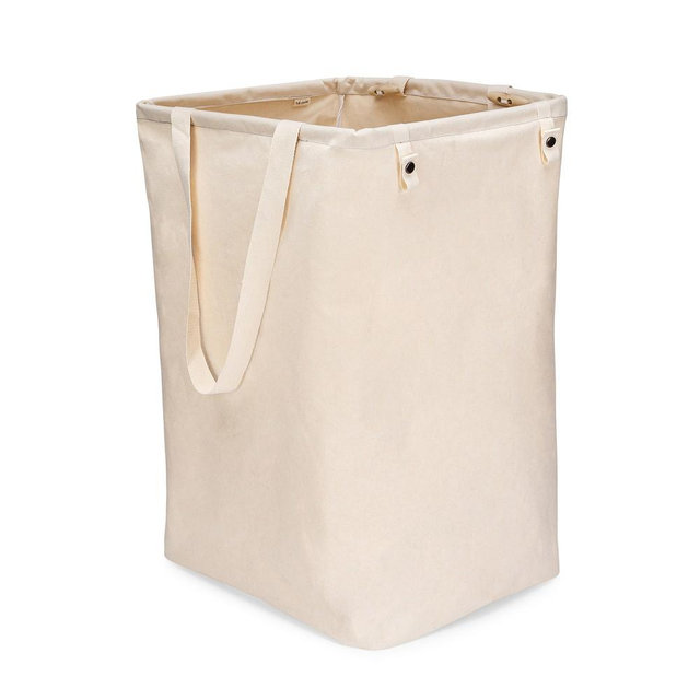 Full Circle Cotton Laundry Hamper, Beige