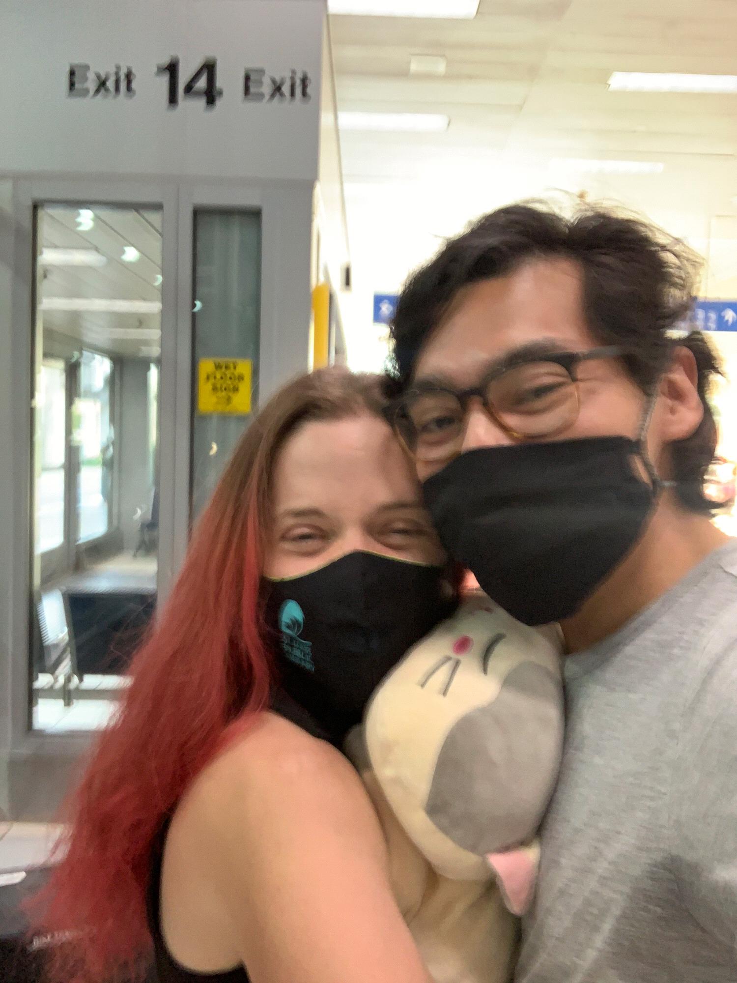 The first time we met in person. We learned what it was like to ecstatically kiss someone through a face mask