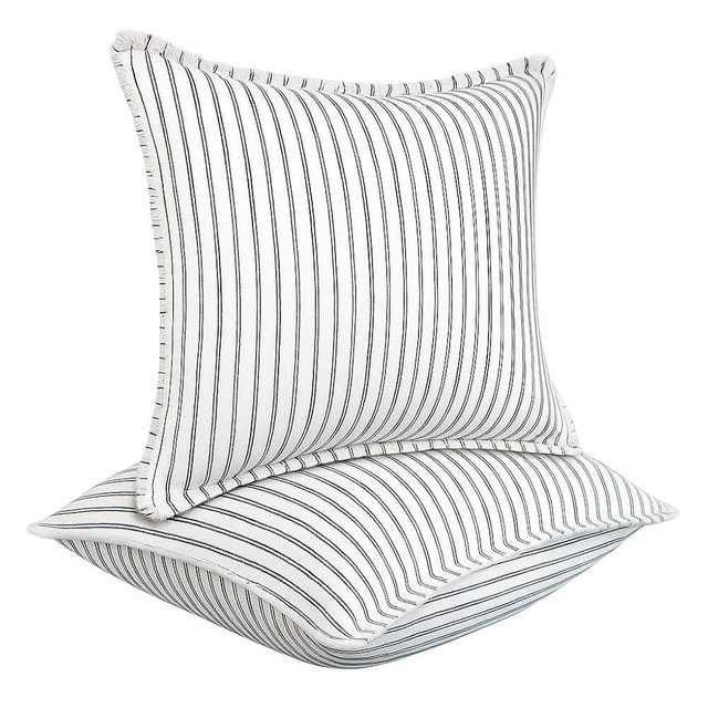 JMGBird Floral Throw Pillows 18x18 Set of 2 with Inserts - Light Blue White Decorative Pillows for Couch, Sofa, Living Room Decor (Embroidered)