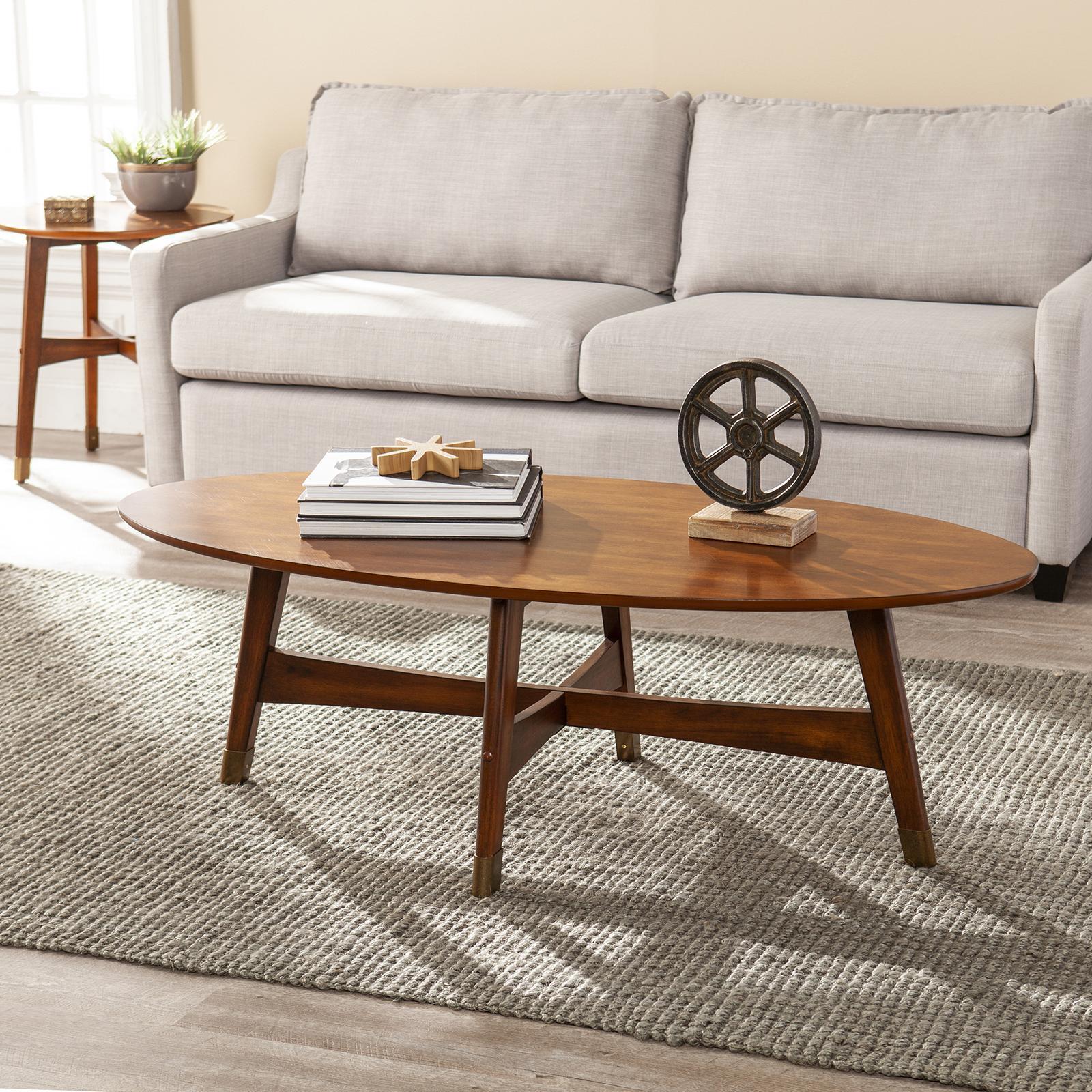 SEI Furniture Rhoda Oval Midcentury Modern Coffee Table - Thumbnail 5