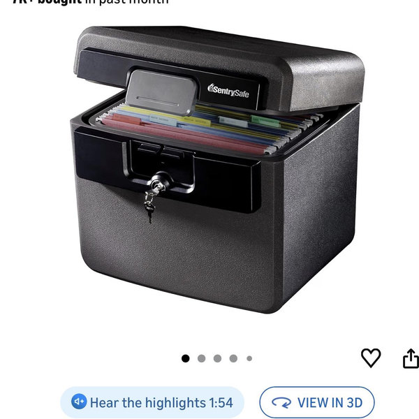SentrySafe HD4100 Fireproof Safe and Waterproof Safe with Key Lock 0.65 Cubic Feet