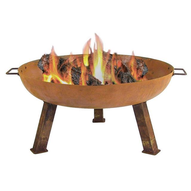 Sunnydaze Outdoor Small Fire Pit Bowl, Rustic Cast Iron, Wood Burning, 30 Inch - for Patio, Backyard, or Camping