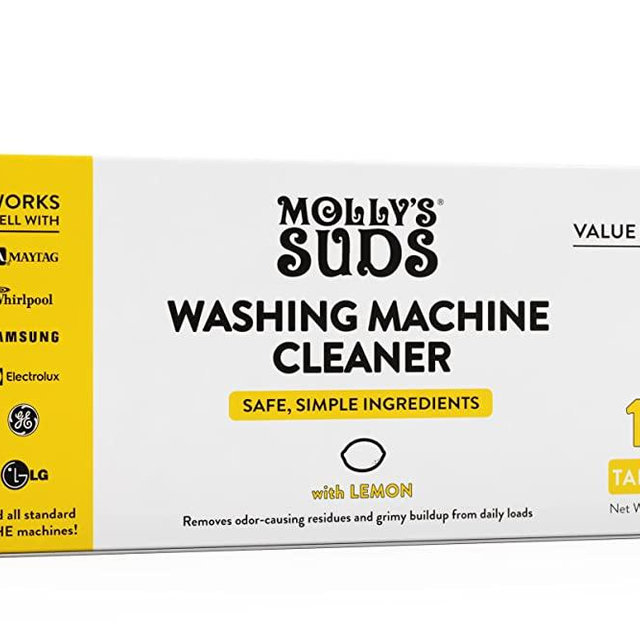 Molly's Suds Washing Machine Cleaner | Removes Odors & Grime from Front & Top Loader Machines, Including HE (Citrus - 10 Tablets)