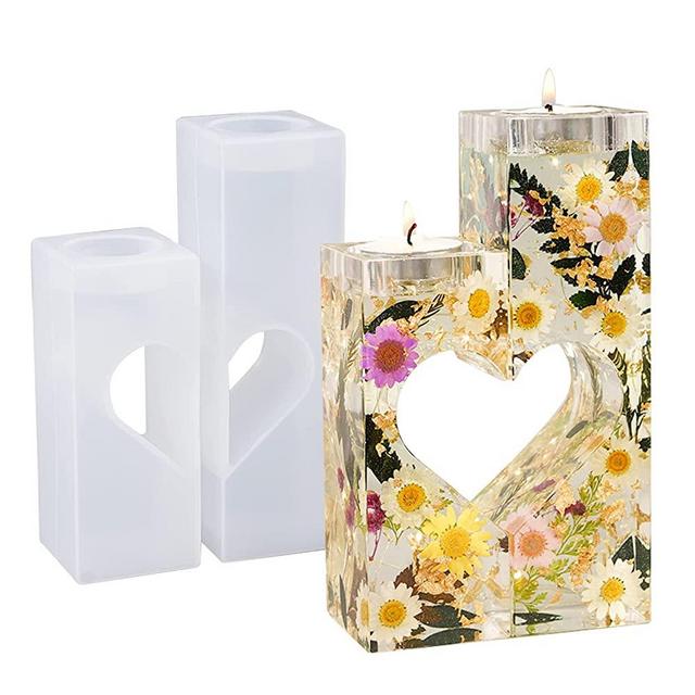 LET'S RESIN Tealight Candle Holder Resin Molds, 2 Sizes Silicone Heart Candle Holder Molds for Epoxy Resin Casting, DIY Valentine's Day Gift, Wedding Gift, Home Decors