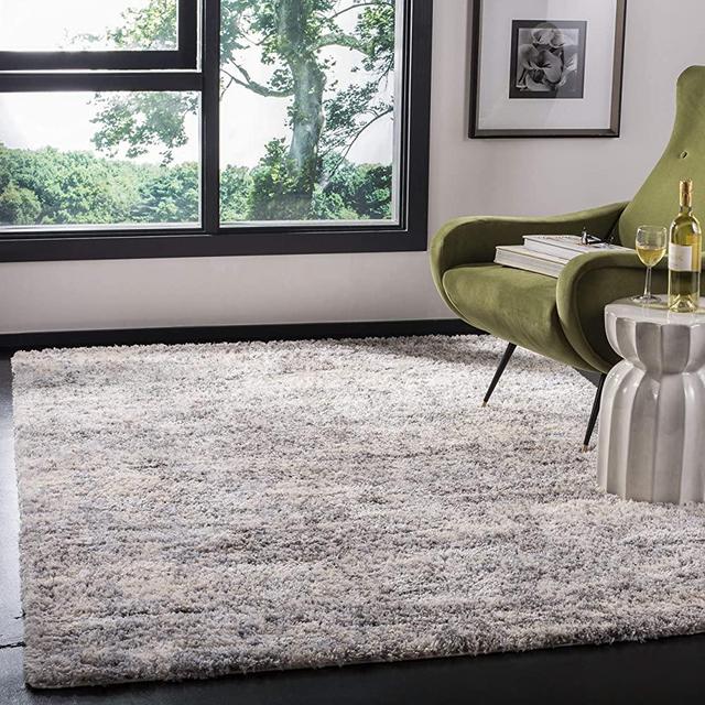 Safavieh Berber Shag Collection BER219G Area Rug, 8' x 10', Grey/Cream