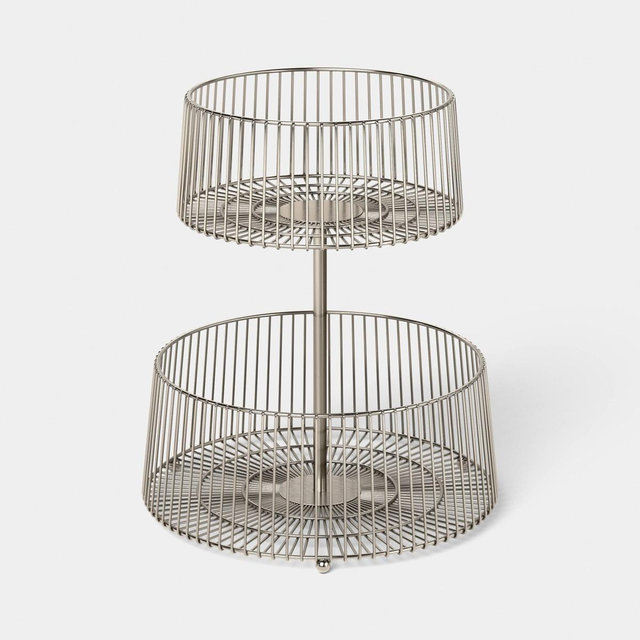 Value Wire Silver 2 Tier Basket Silver - Room Essentials™