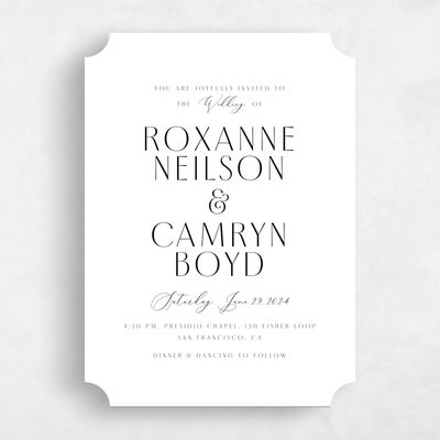 White Ticket Wedding Invitation - Paloma Portrait